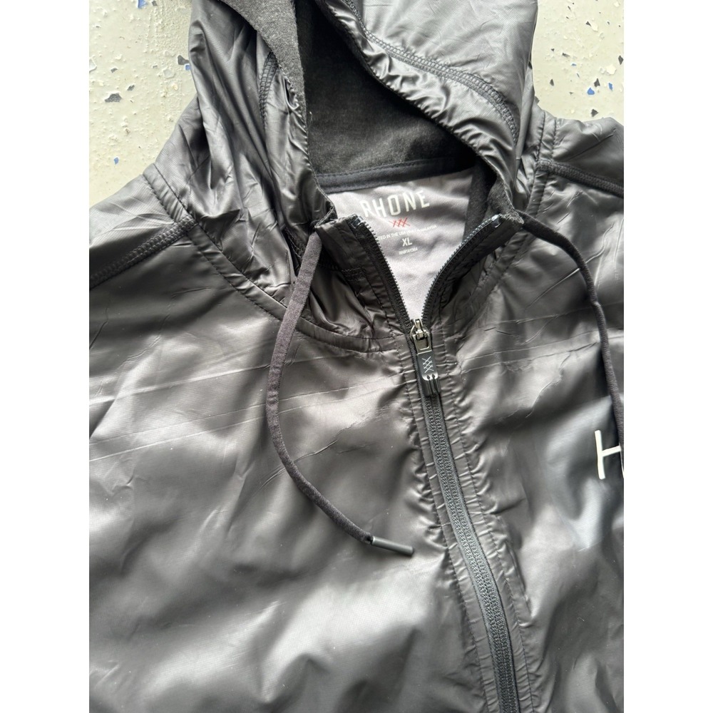 Rhone Jacket Mens XLarge Black Tech Terry Hybrid Full Zip Hooded Active Jacket - Picture 3 of 4